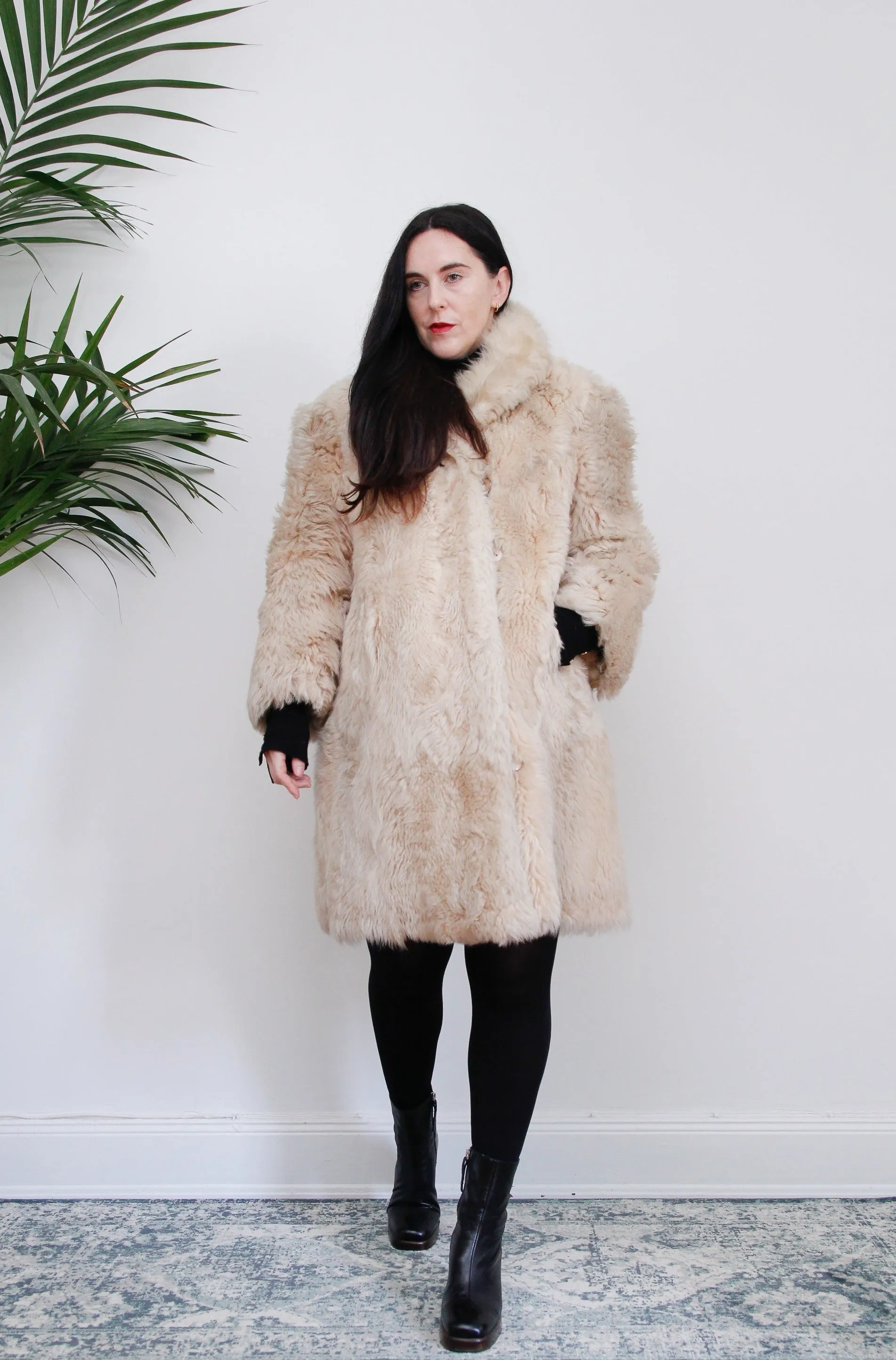 1970's Cream Lamb Shearling Fluffy Sheepskin Coat