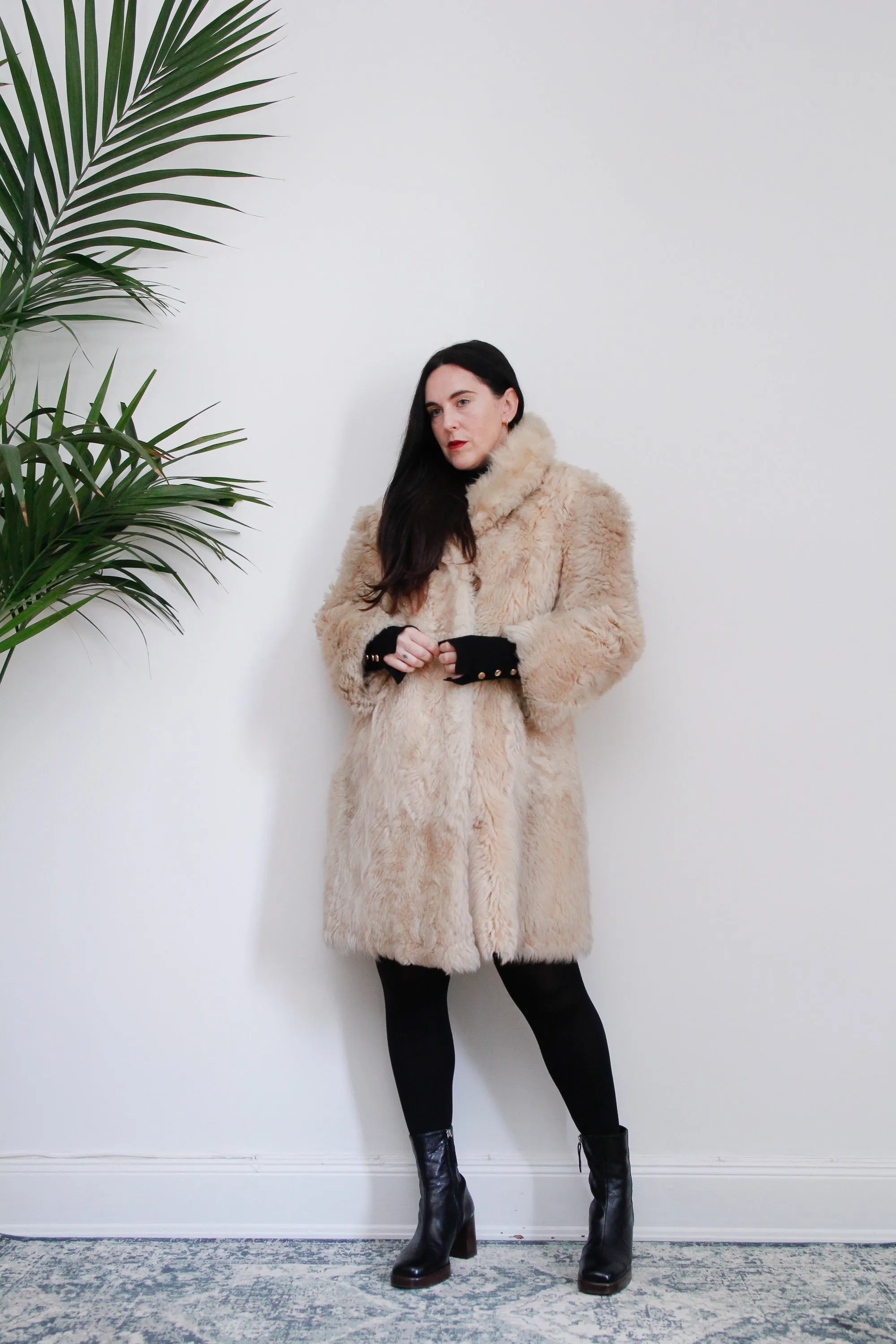 1970's Cream Lamb Shearling Fluffy Sheepskin Coat
