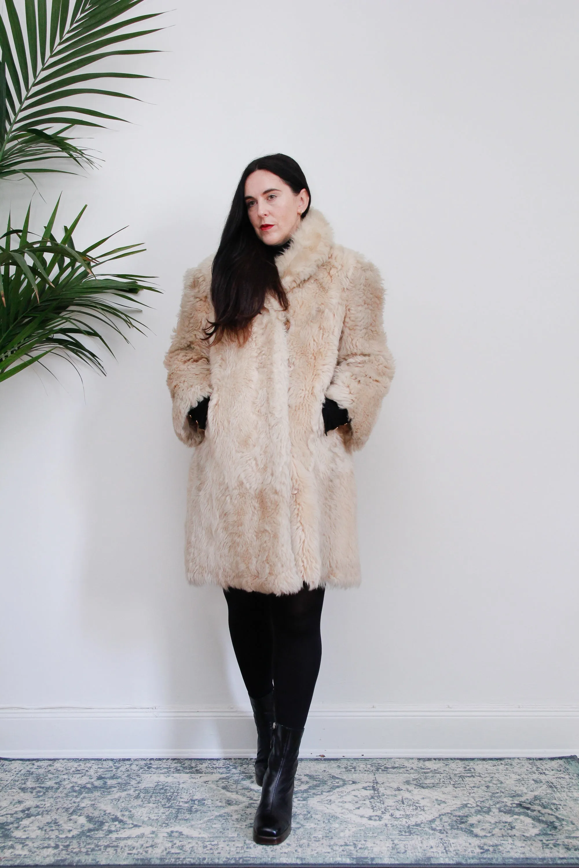 1970's Cream Lamb Shearling Fluffy Sheepskin Coat