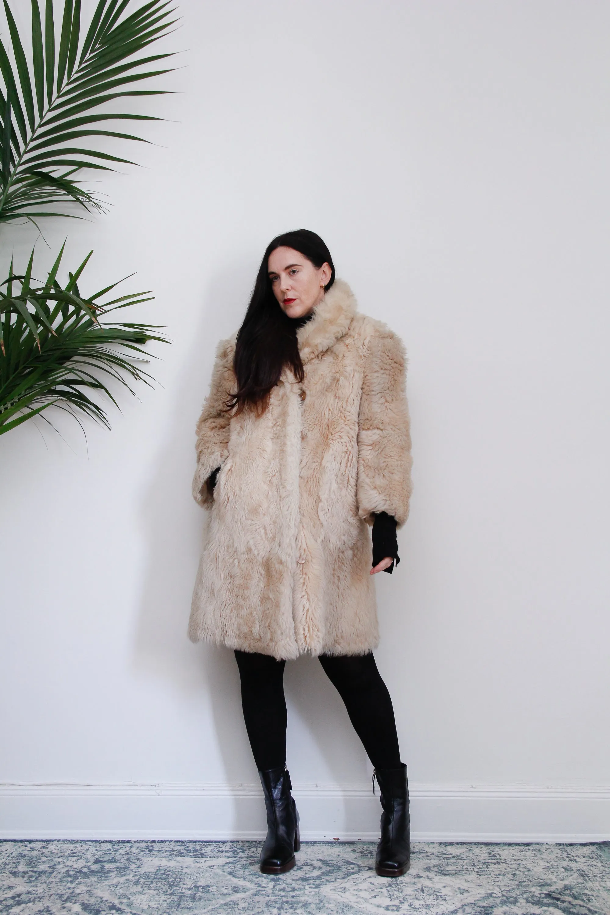 1970's Cream Lamb Shearling Fluffy Sheepskin Coat