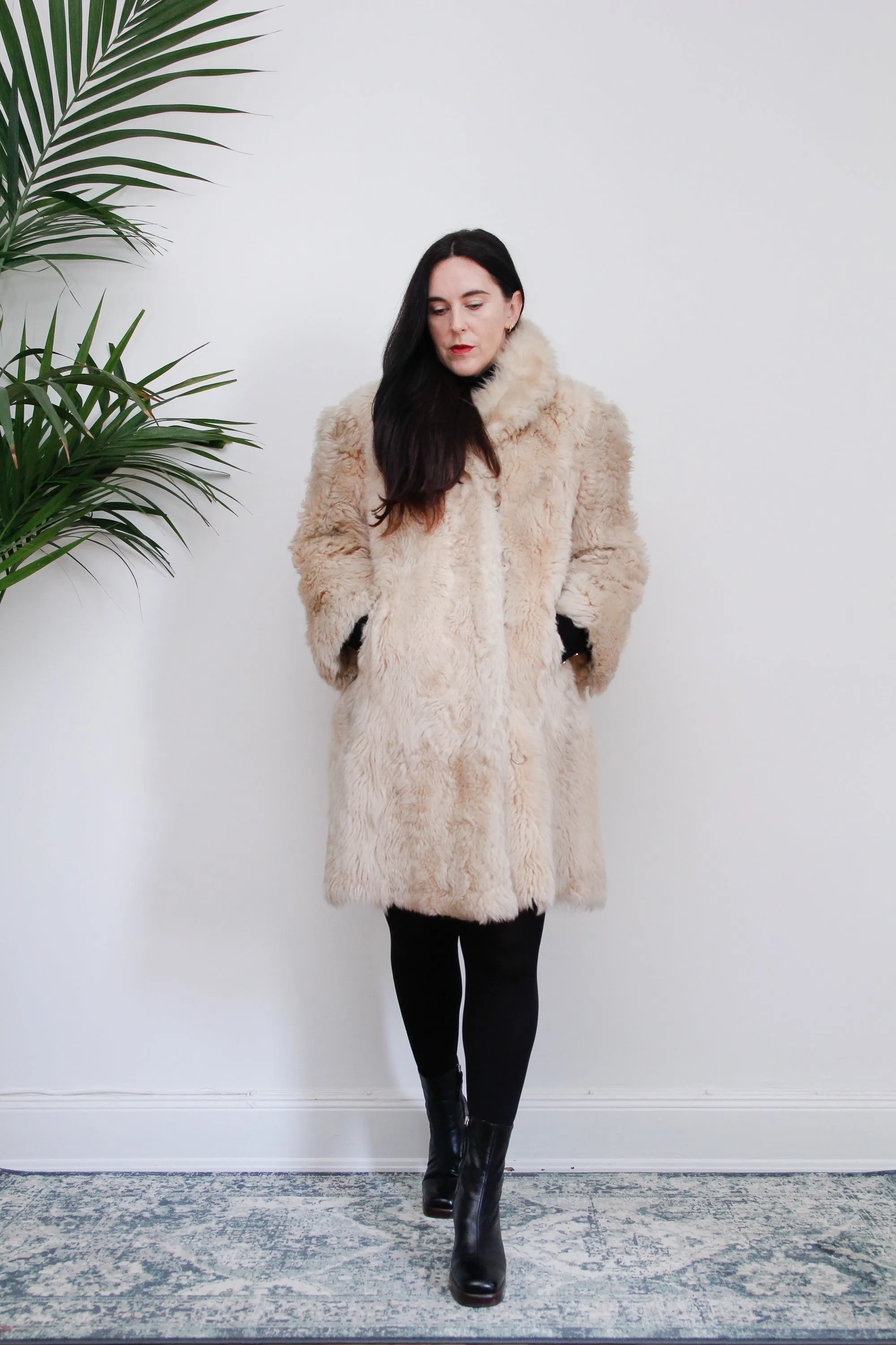 1970's Cream Lamb Shearling Fluffy Sheepskin Coat