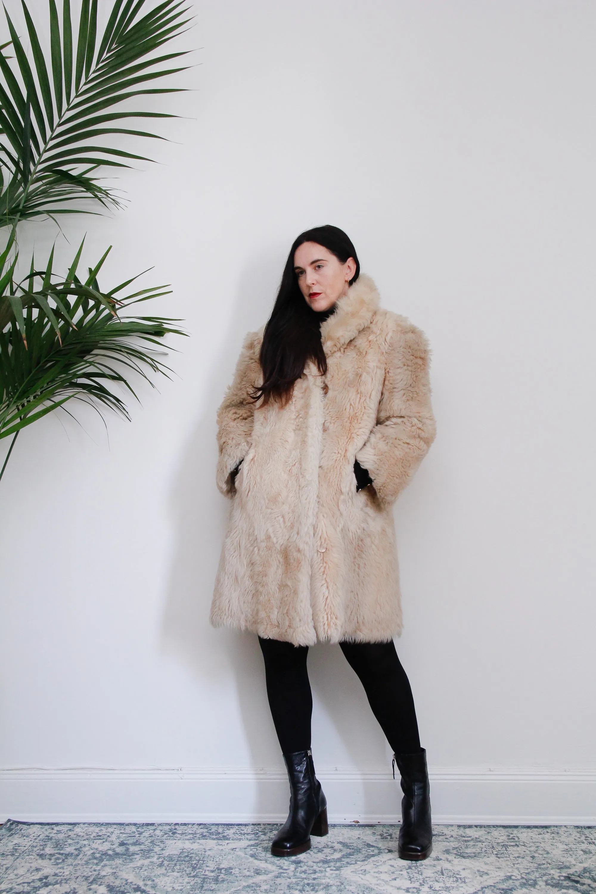 1970's Cream Lamb Shearling Fluffy Sheepskin Coat