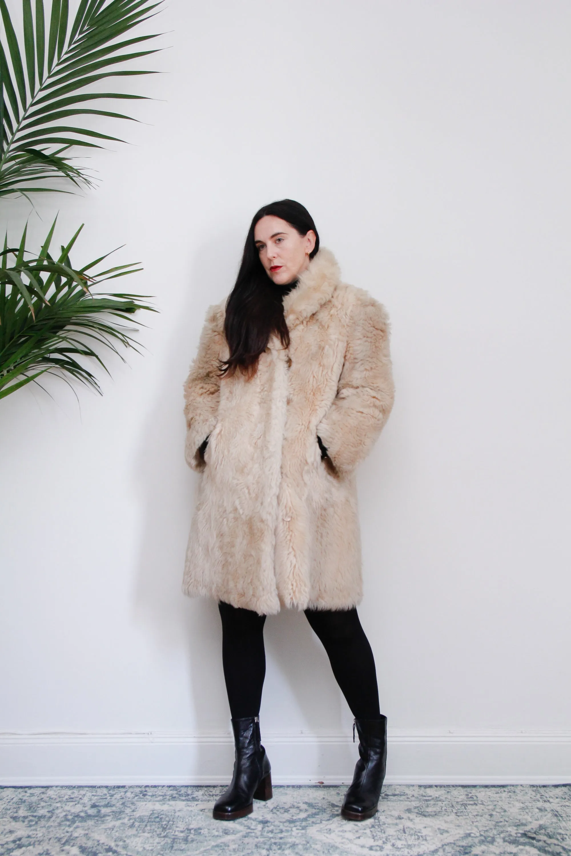 1970's Cream Lamb Shearling Fluffy Sheepskin Coat