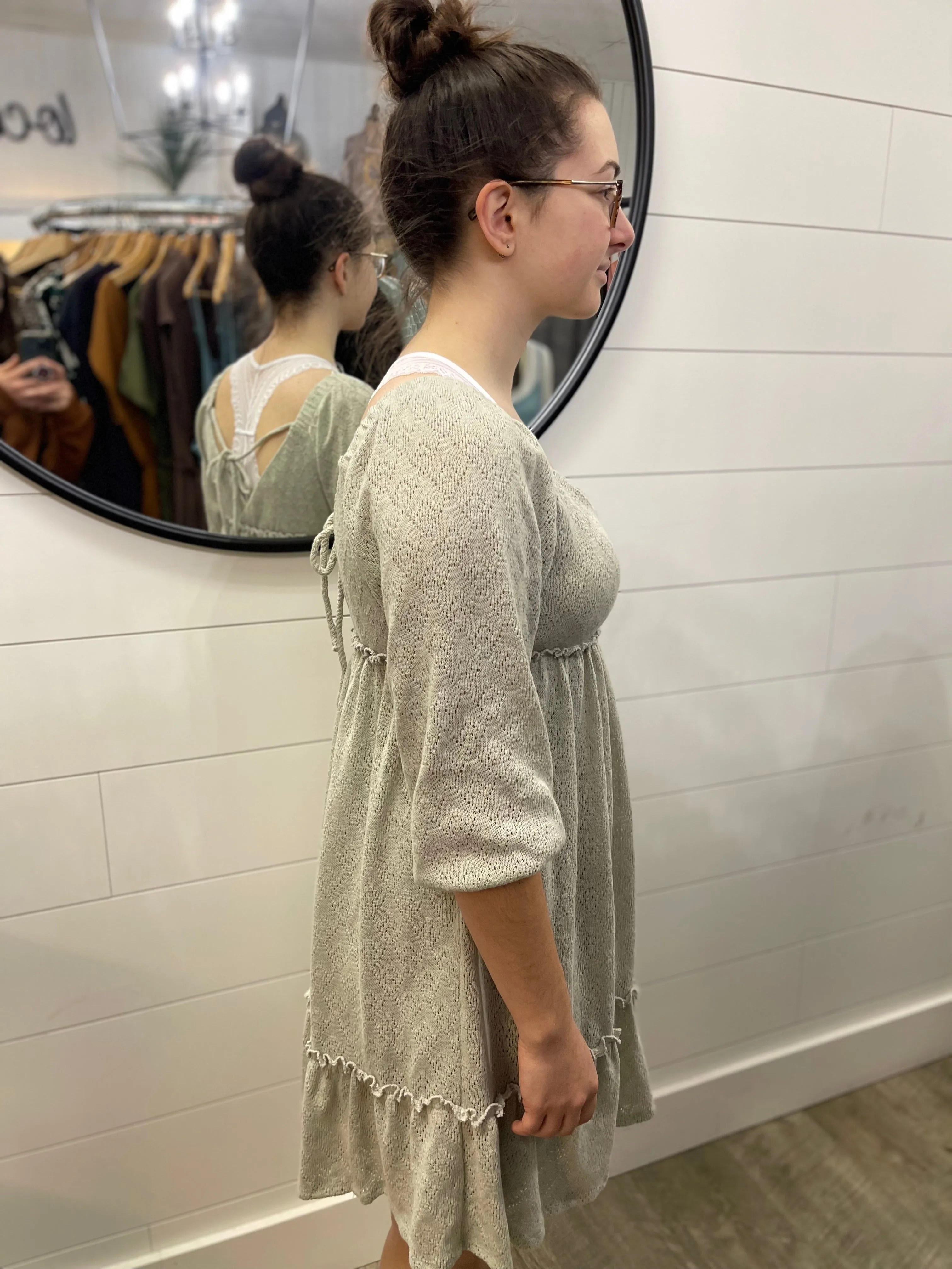3/4 Sleeve Merrow Detail Dress