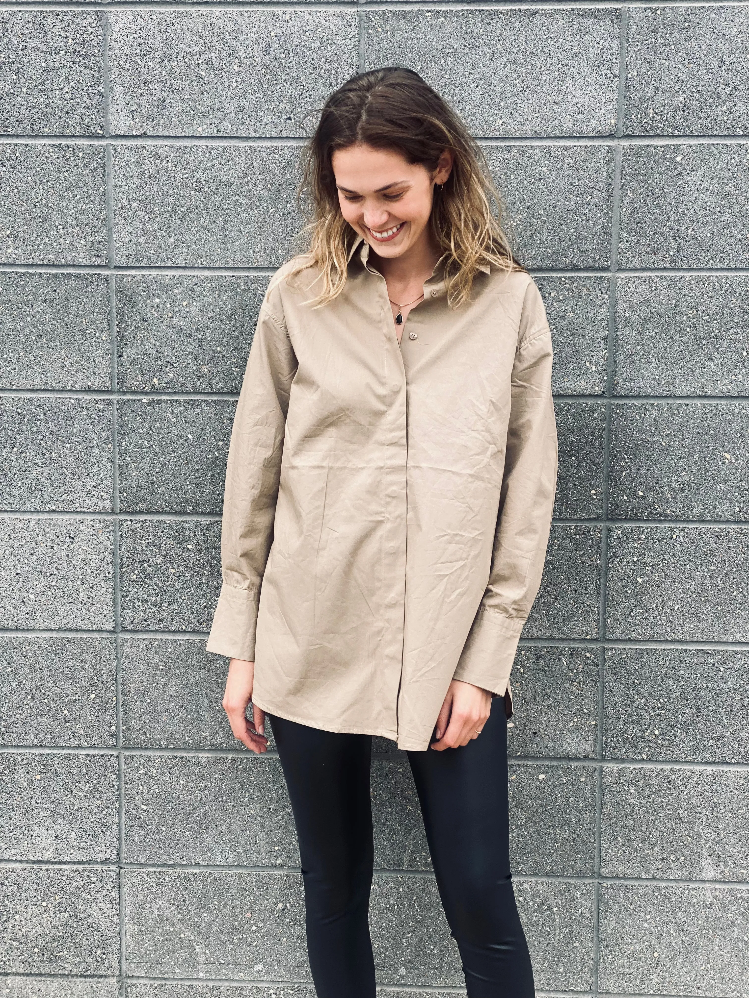 ADDISON OVERIZED POPLIN BUTTON-UP