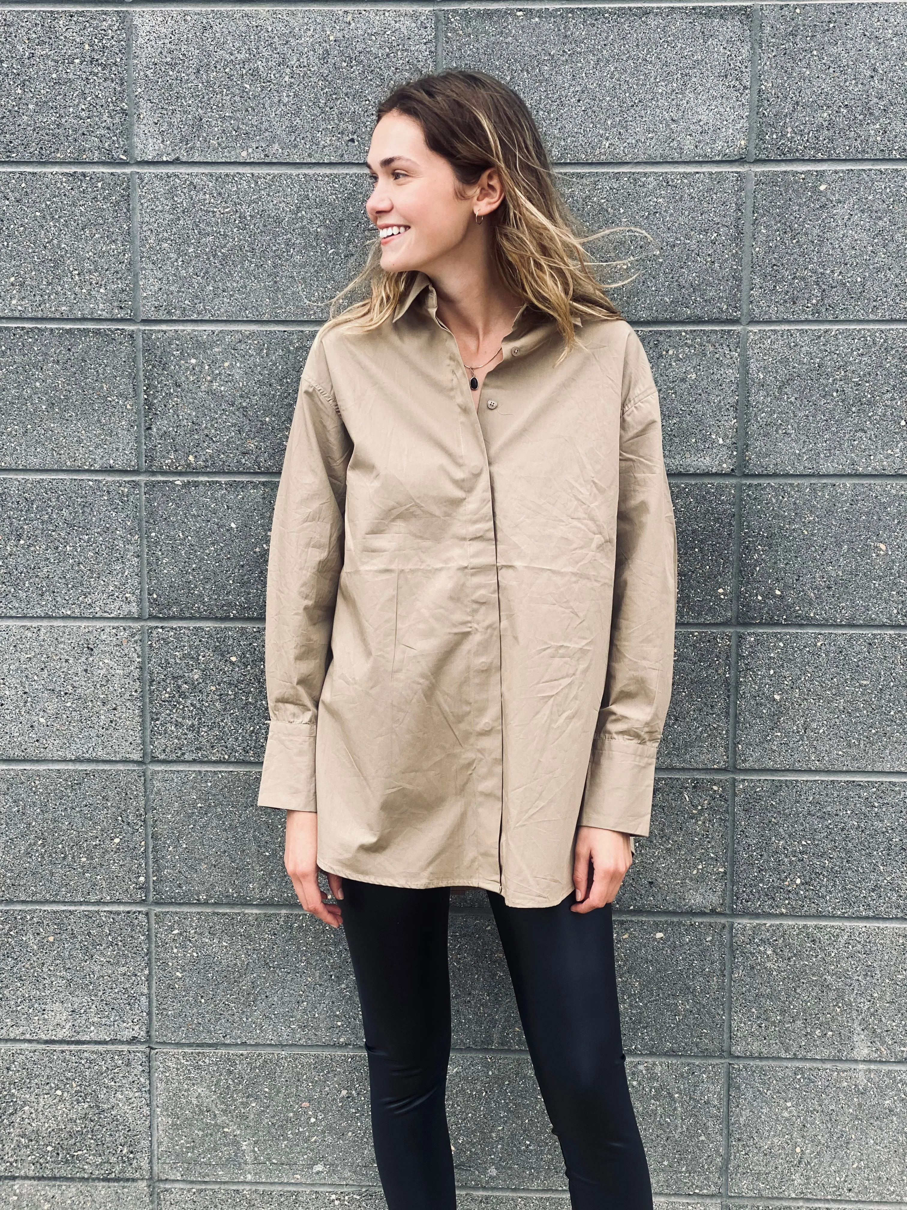 ADDISON OVERIZED POPLIN BUTTON-UP