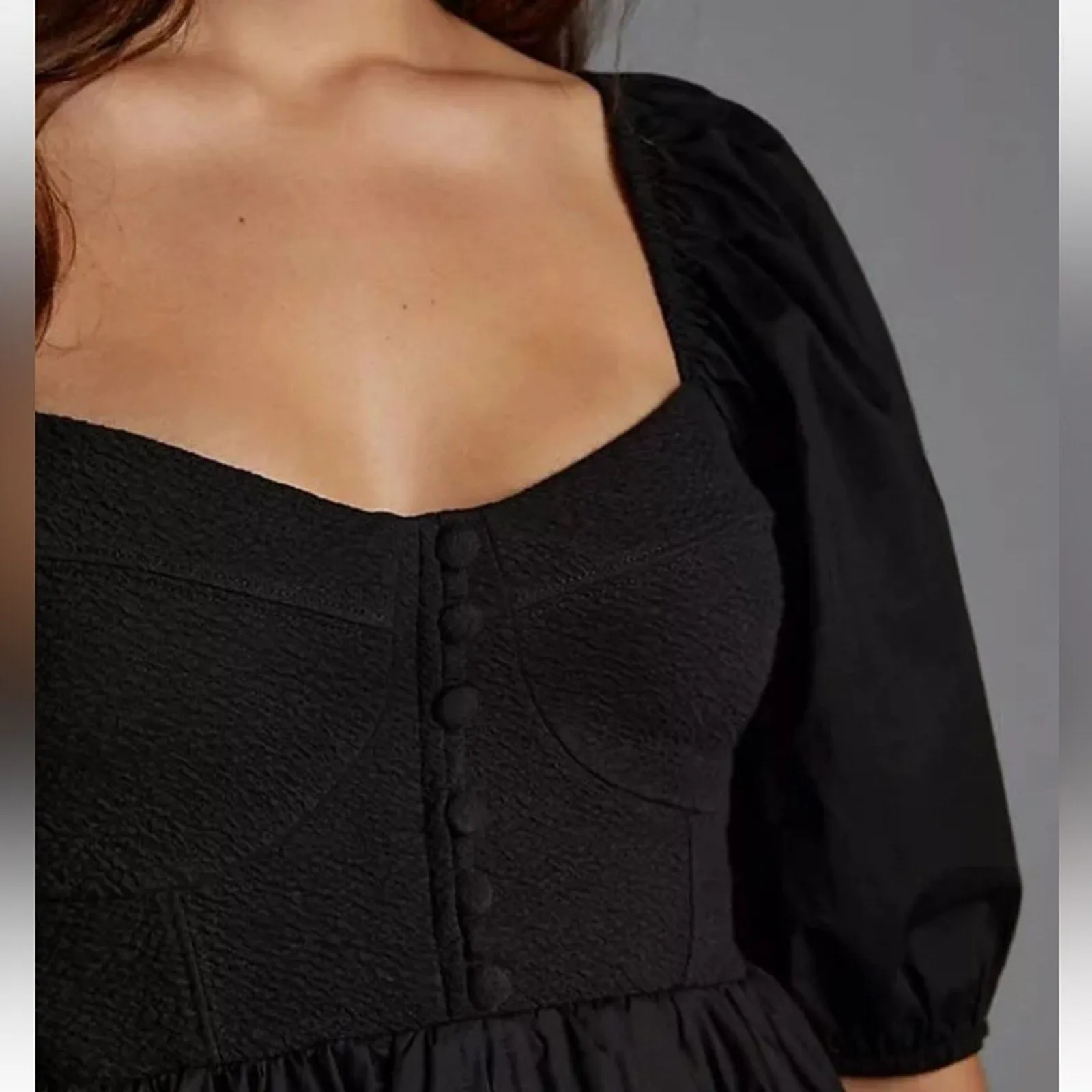Anthropologie Maeve Sweetheart Puff Sleeve Babydoll Mini Dress (XS) - (Small)