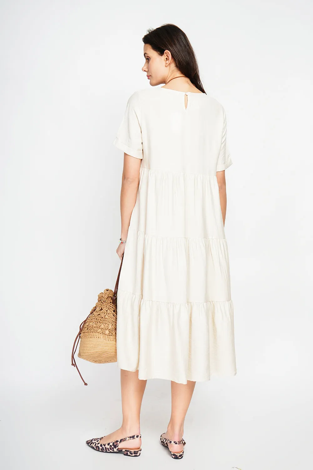 Babydoll long dress with short sleeves