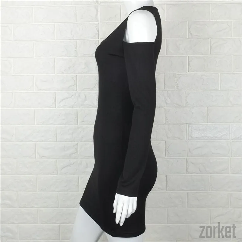 Black V-Neck Bodycon Dress