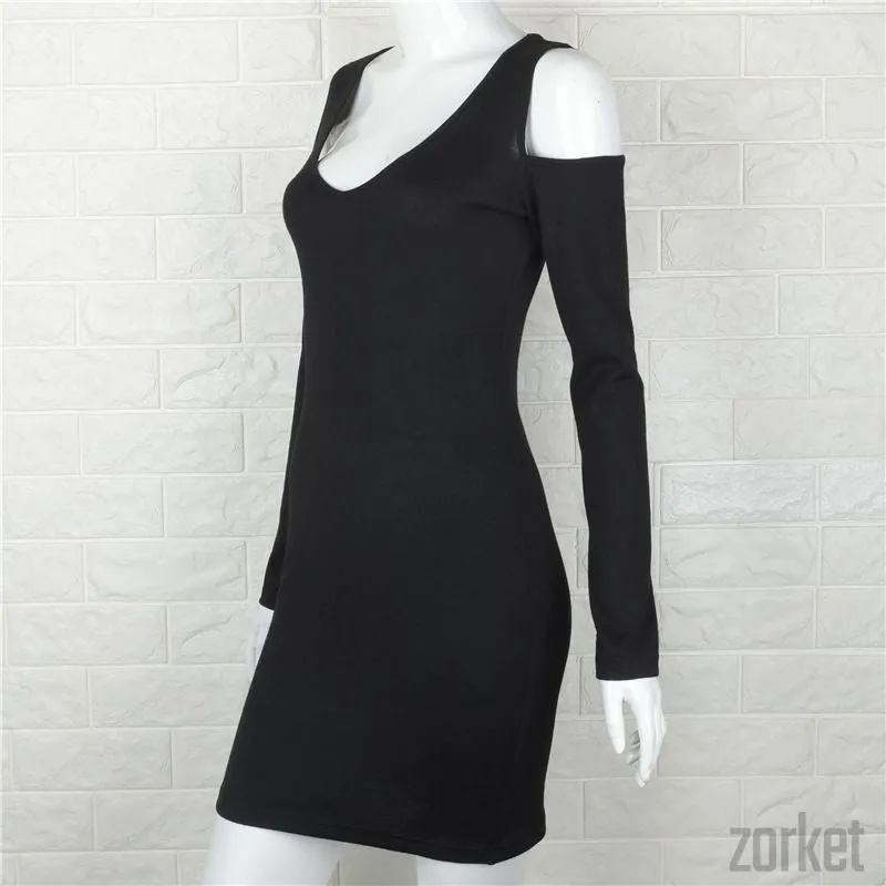 Black V-Neck Bodycon Dress