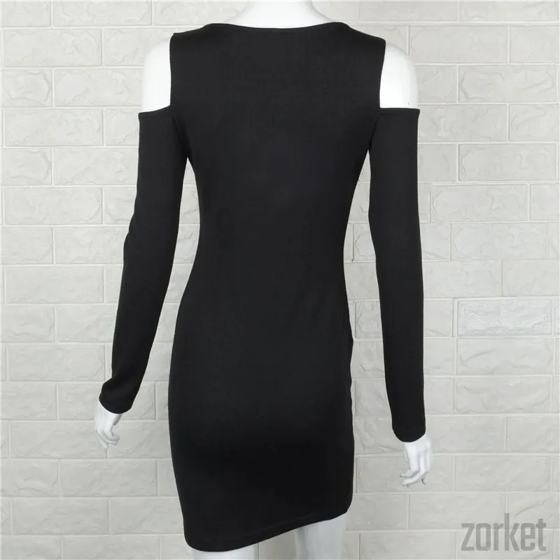 Black V-Neck Bodycon Dress