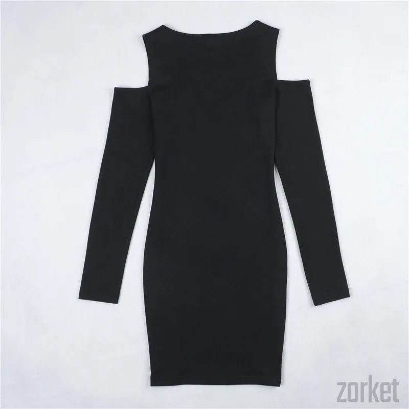 Black V-Neck Bodycon Dress