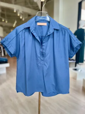 Ca580 Poplin Top - Blue