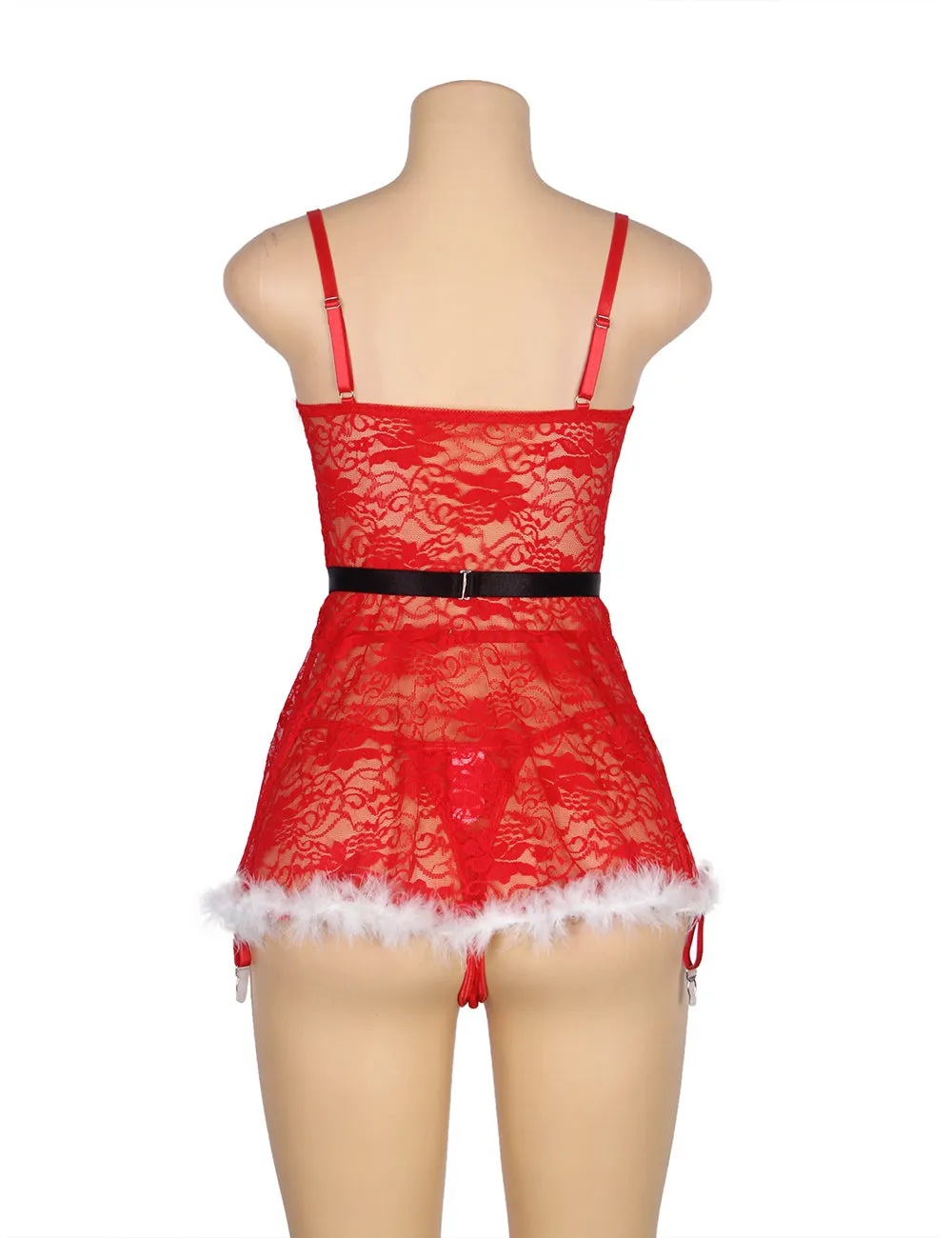 Christmas Sexy Floral Babydoll with Garter Belt