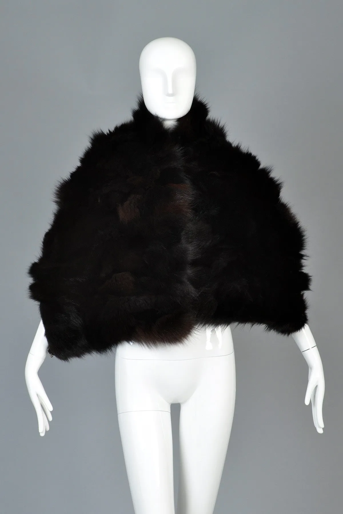 Convertible 3-way Shaggy Black Fox Fur Coat