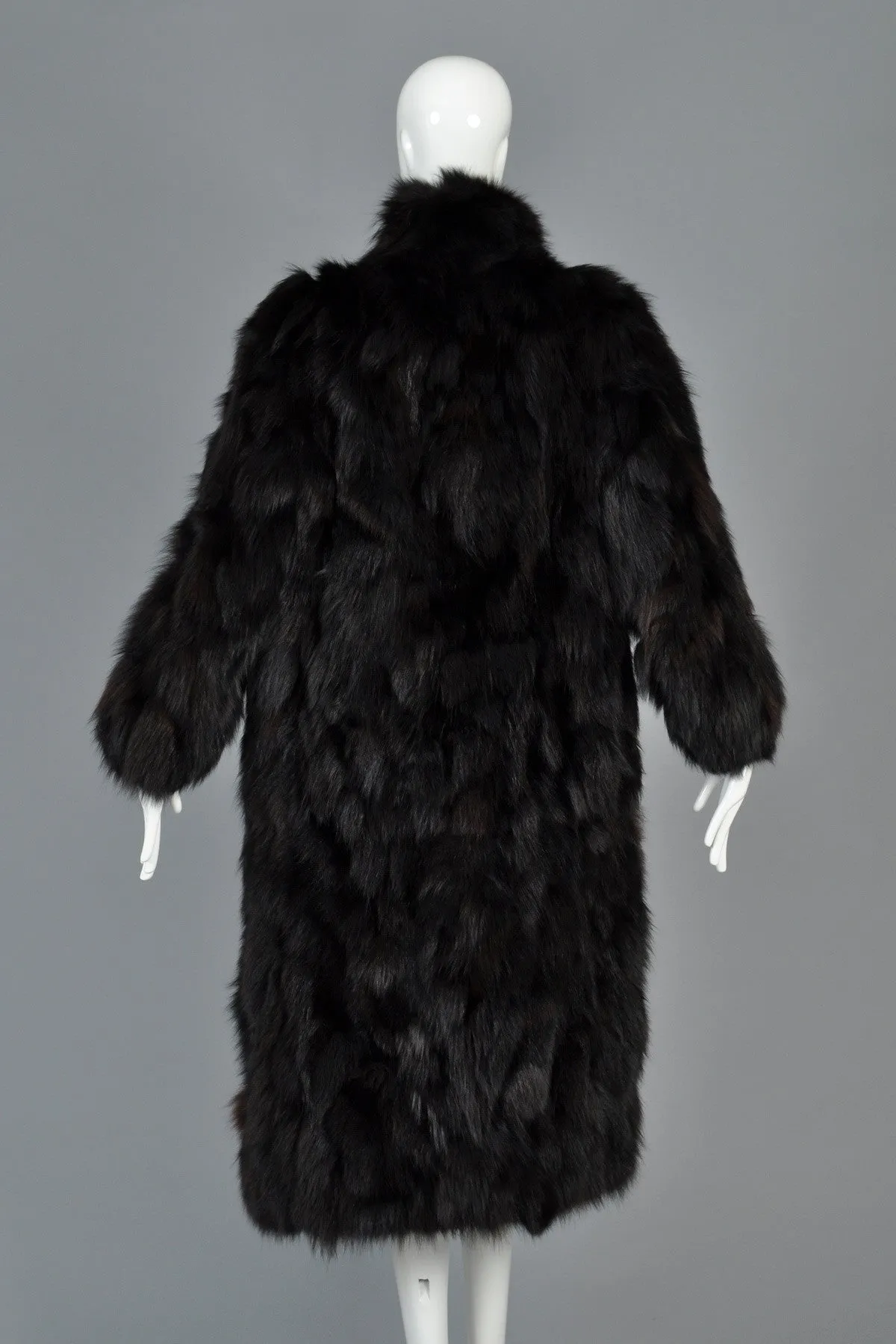 Convertible 3-way Shaggy Black Fox Fur Coat