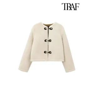 Cozy Chic Long Sleeve Faux Fur Coat for Women, Stylish Toggle Closure, Perfect for Autumn/Winter Fashion
