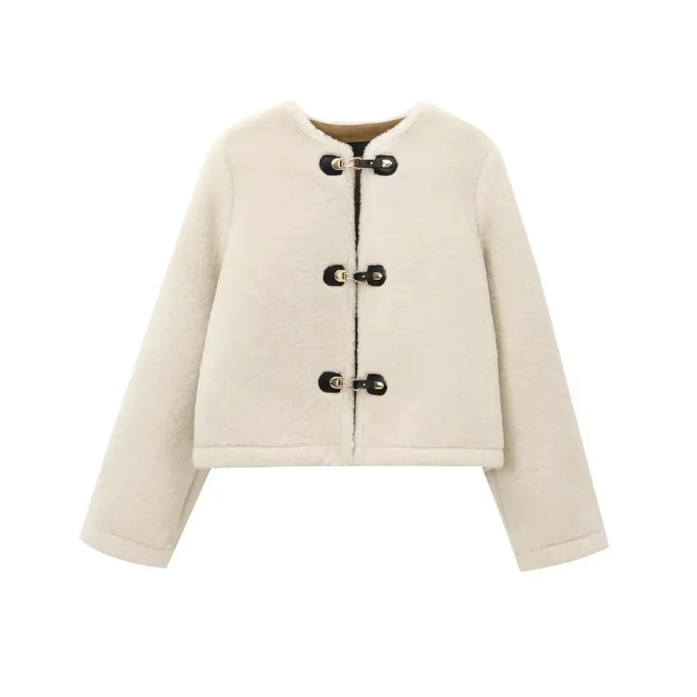 Cozy Chic Long Sleeve Faux Fur Coat for Women, Stylish Toggle Closure, Perfect for Autumn/Winter Fashion