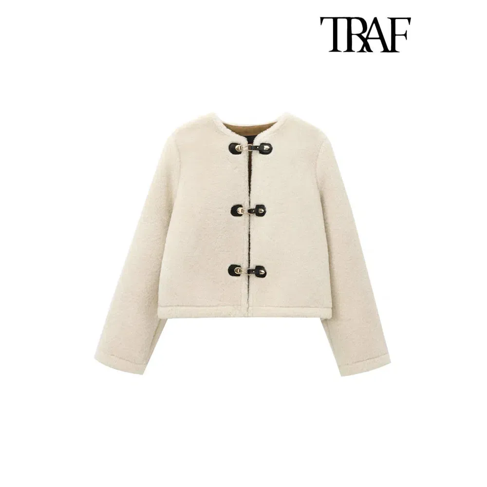 Cozy Chic Long Sleeve Faux Fur Coat for Women, Stylish Toggle Closure, Perfect for Autumn/Winter Fashion