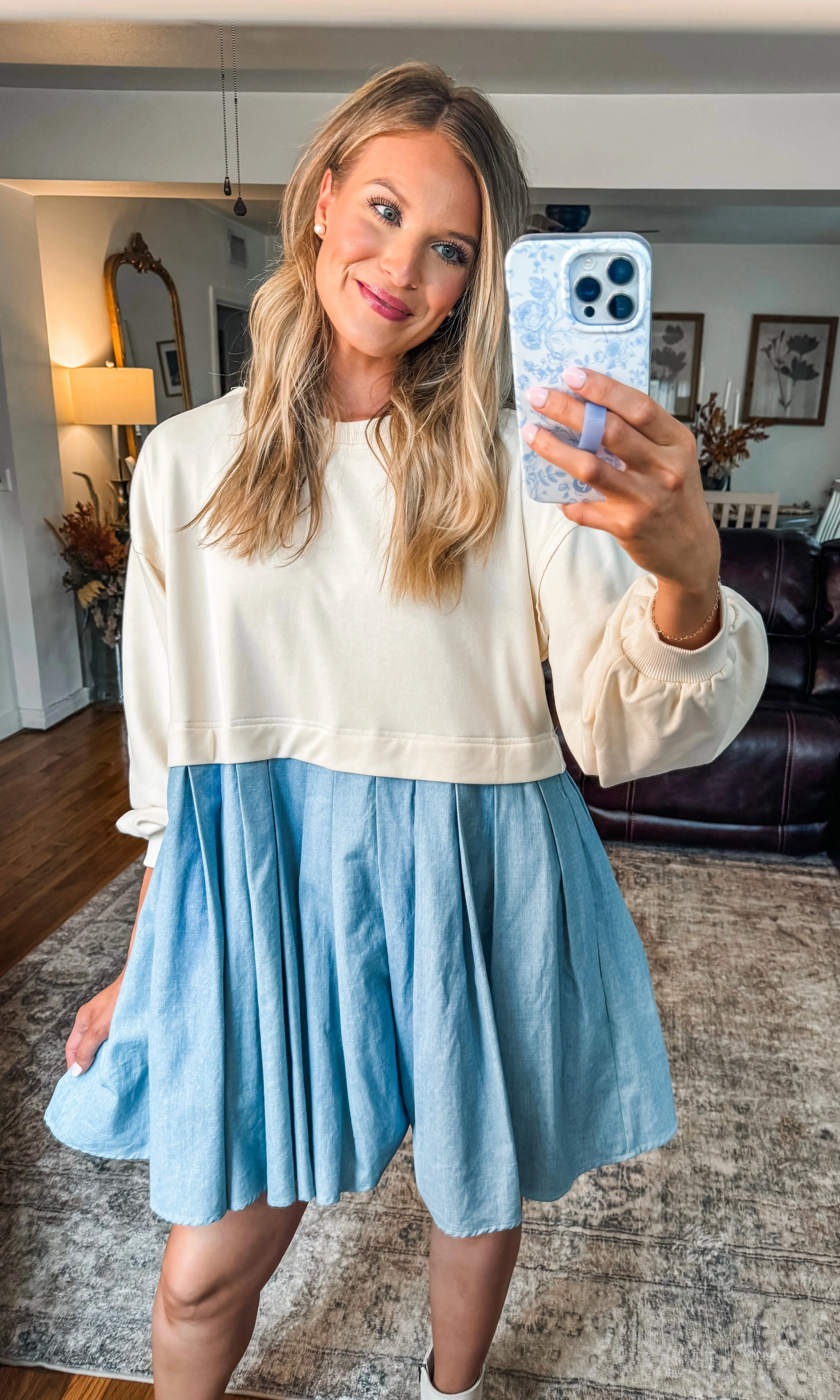 Cream Chambray Dress
