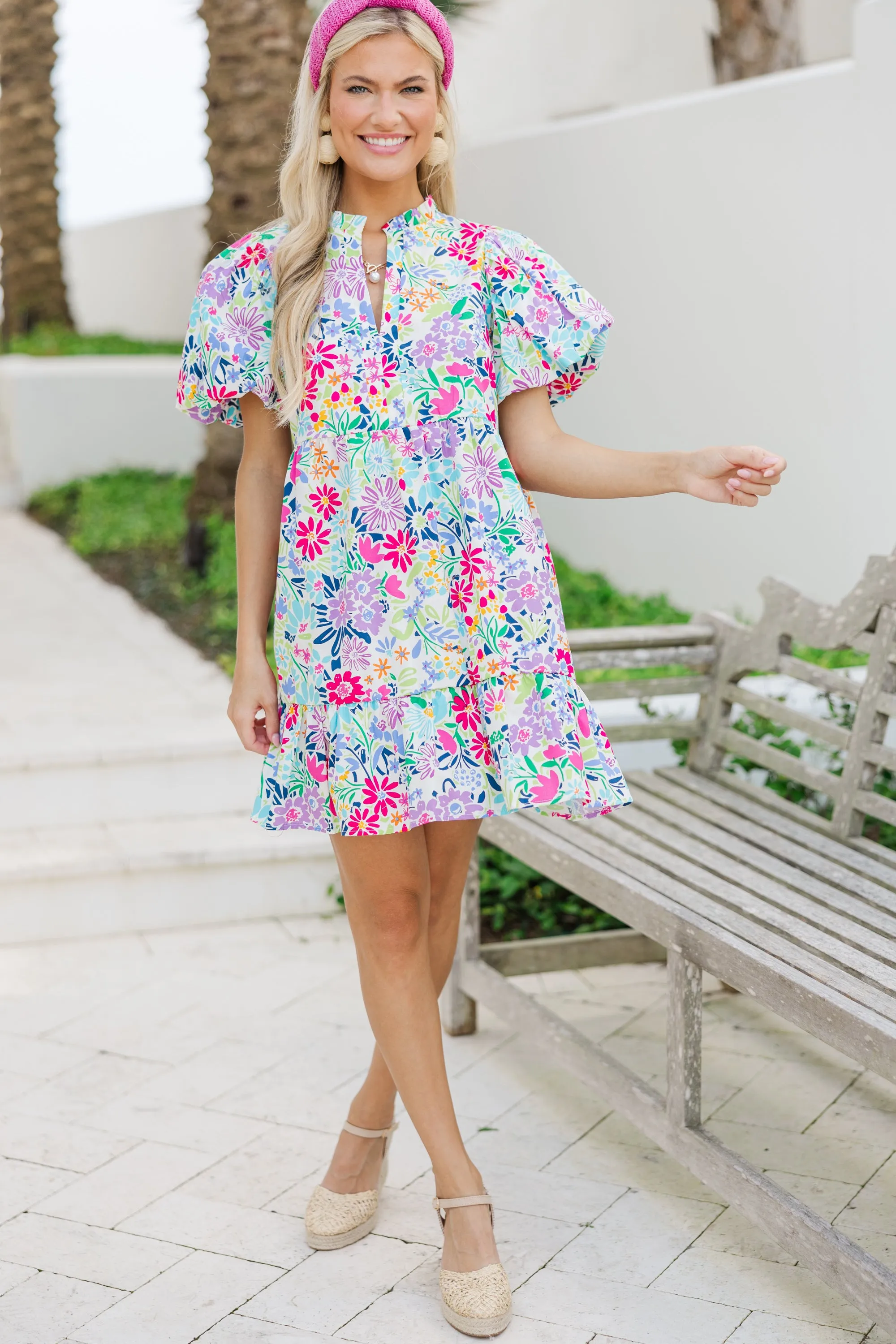 Created Joy Fuchsia Floral Babydoll Dress