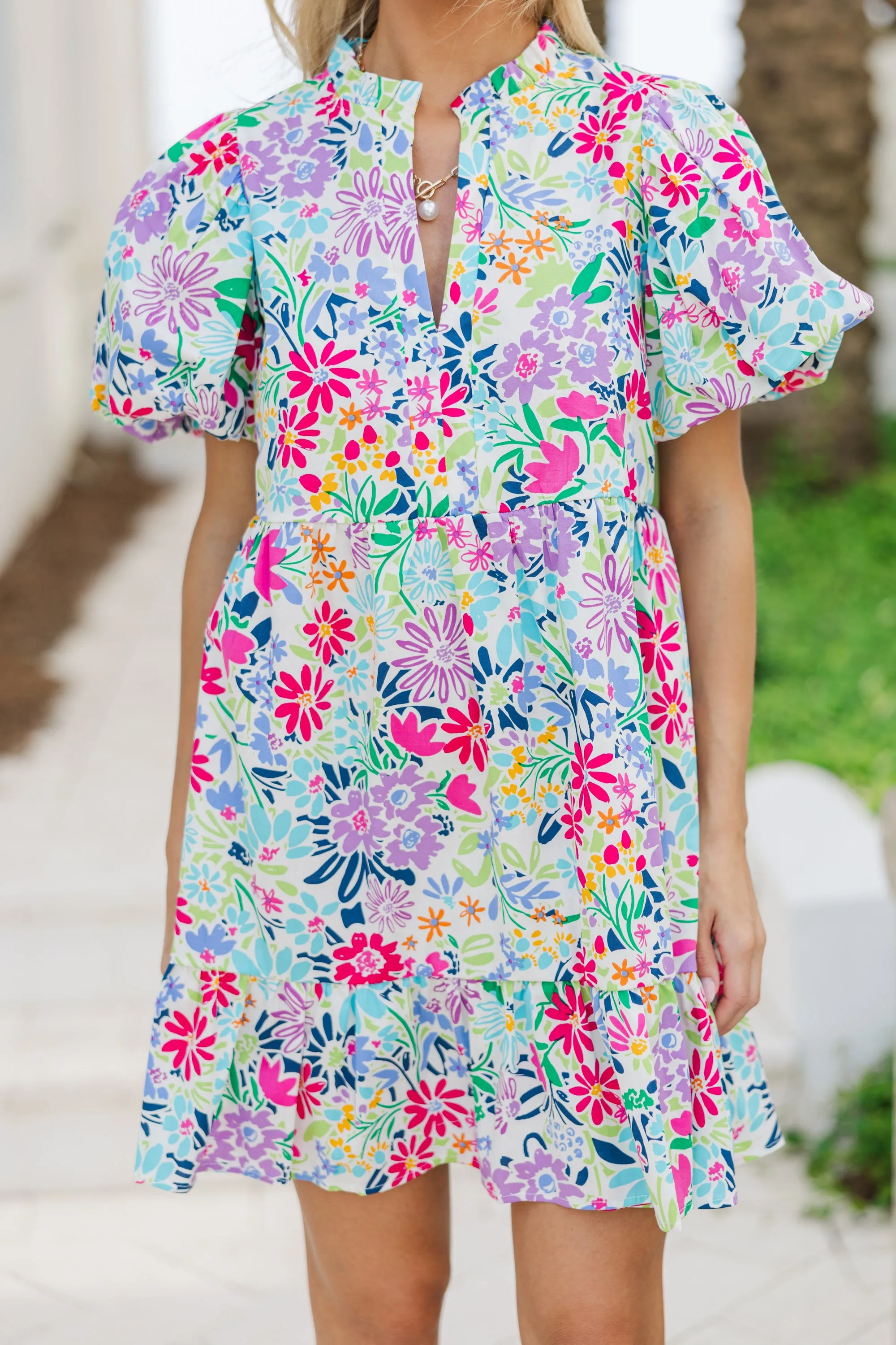 Created Joy Fuchsia Floral Babydoll Dress