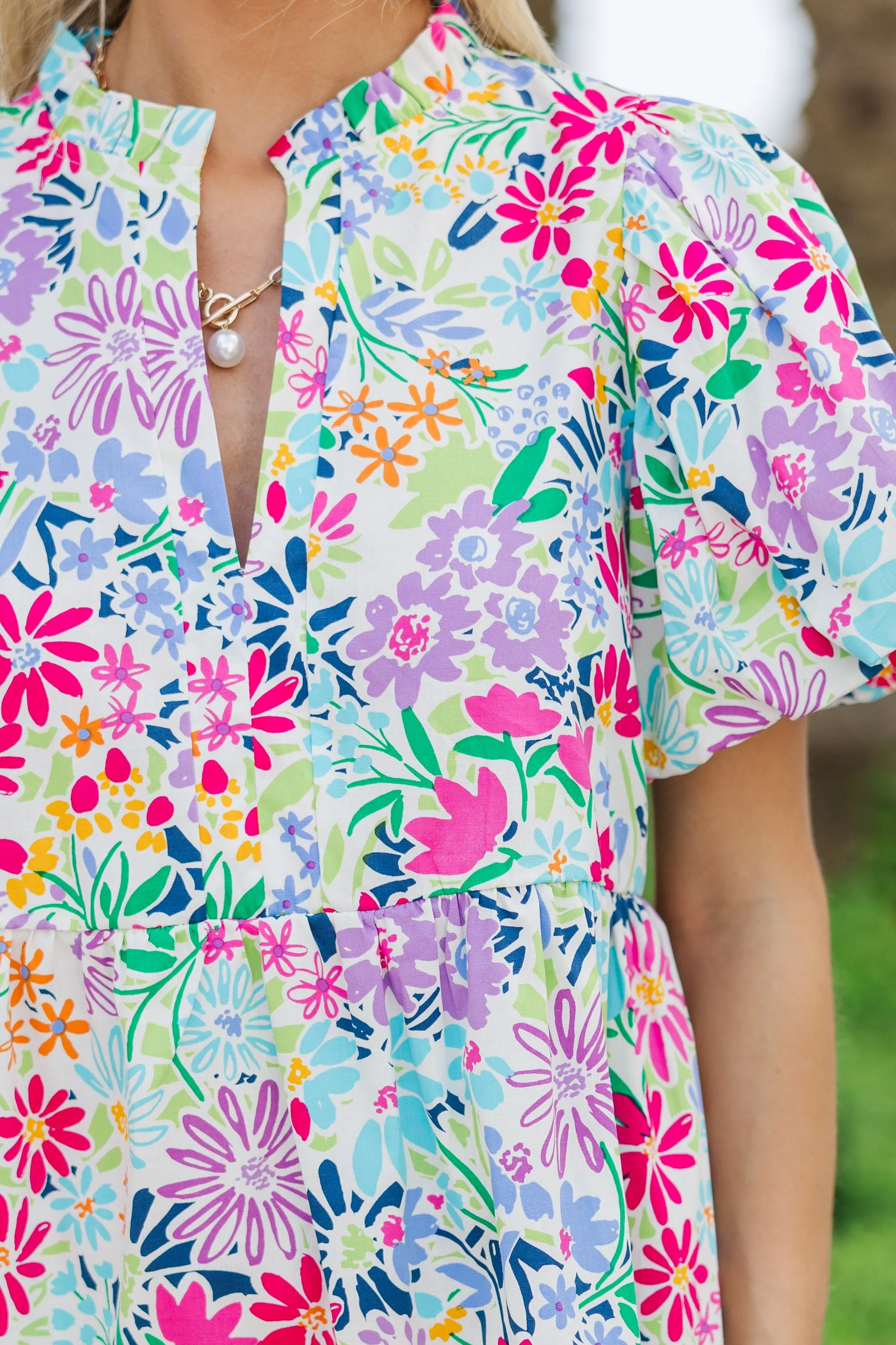 Created Joy Fuchsia Floral Babydoll Dress