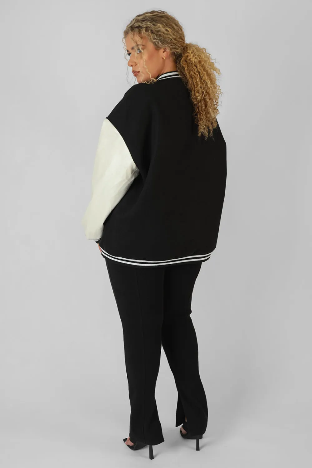 Curve Oversized Varsity Jacket Black