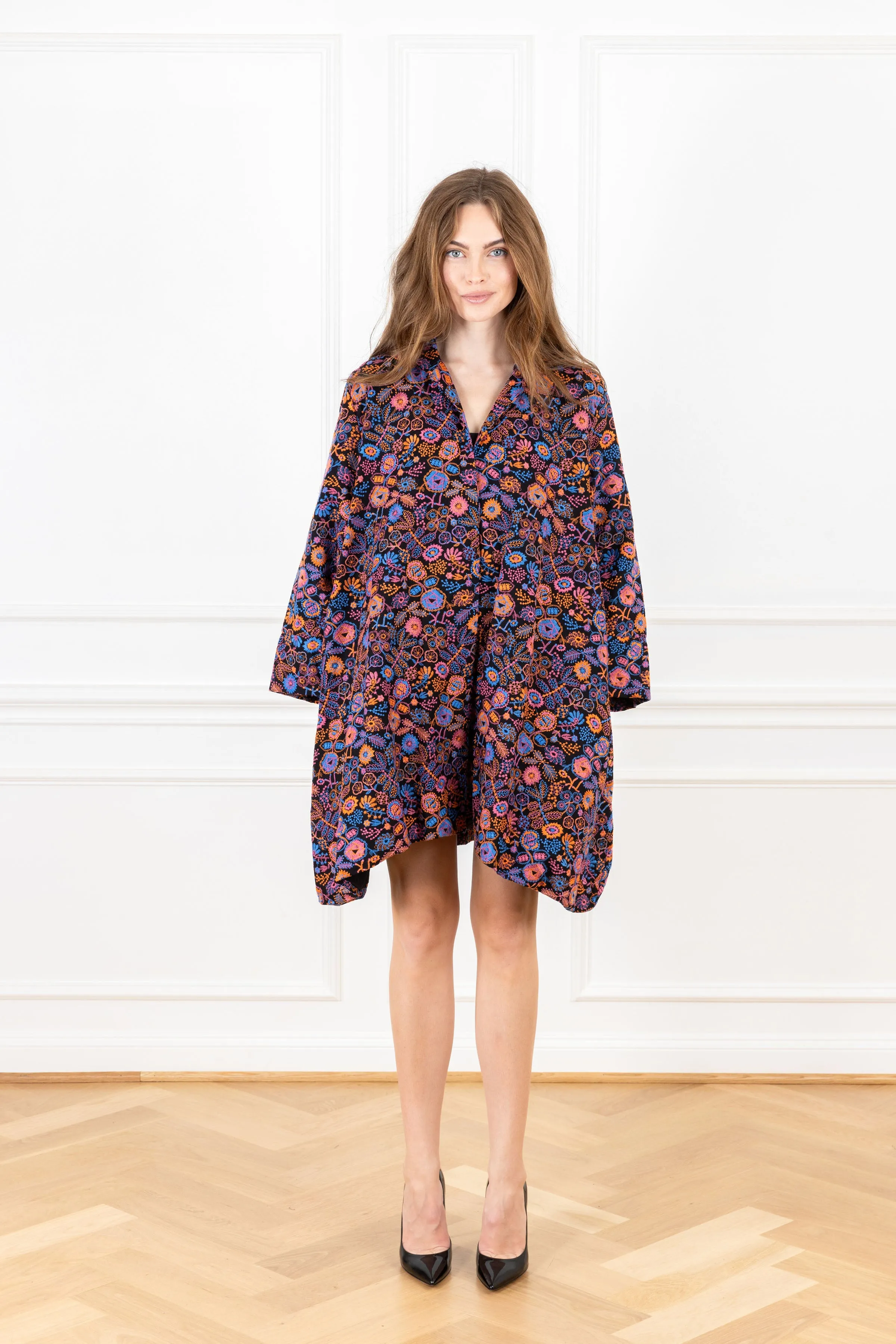 Dark Garden Stitch Mini Dress Coat