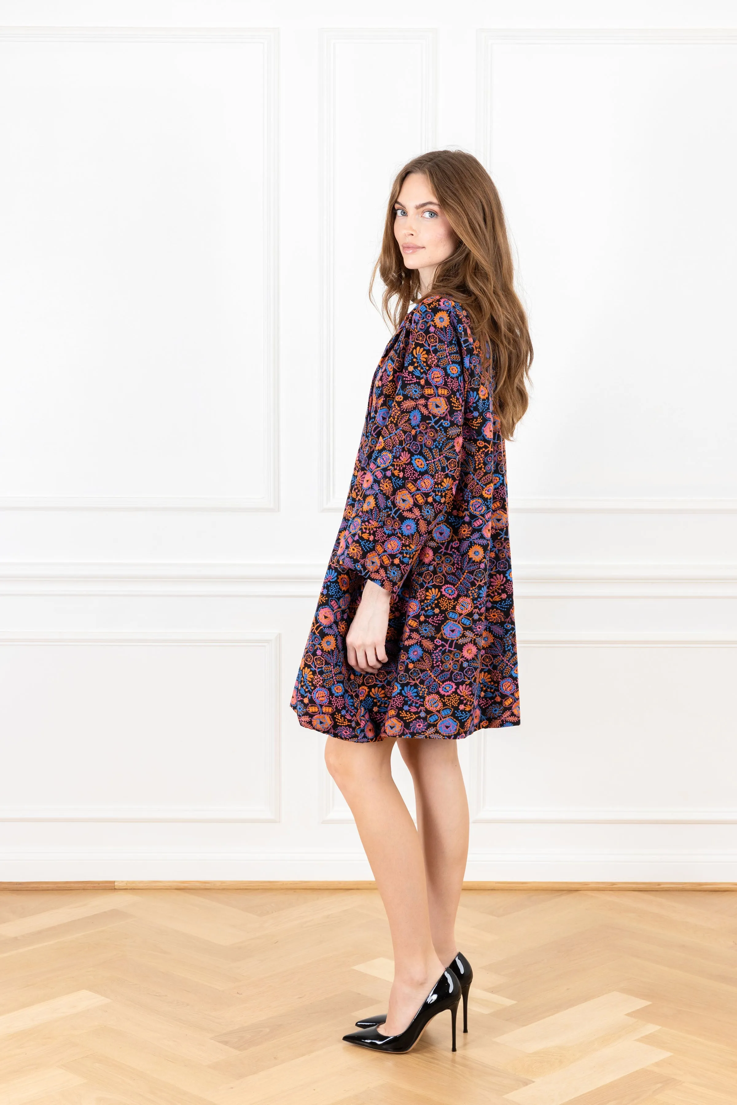 Dark Garden Stitch Mini Dress Coat