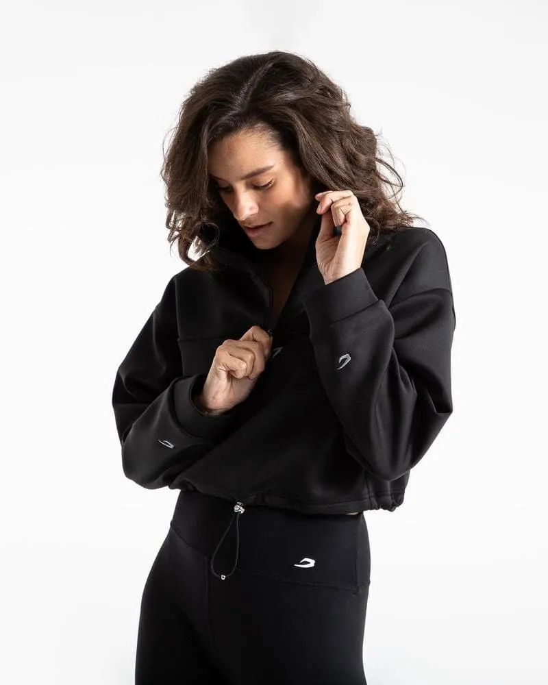 DEL VALLE 1/2 ZIP NEOPRENE TOP - BLACK