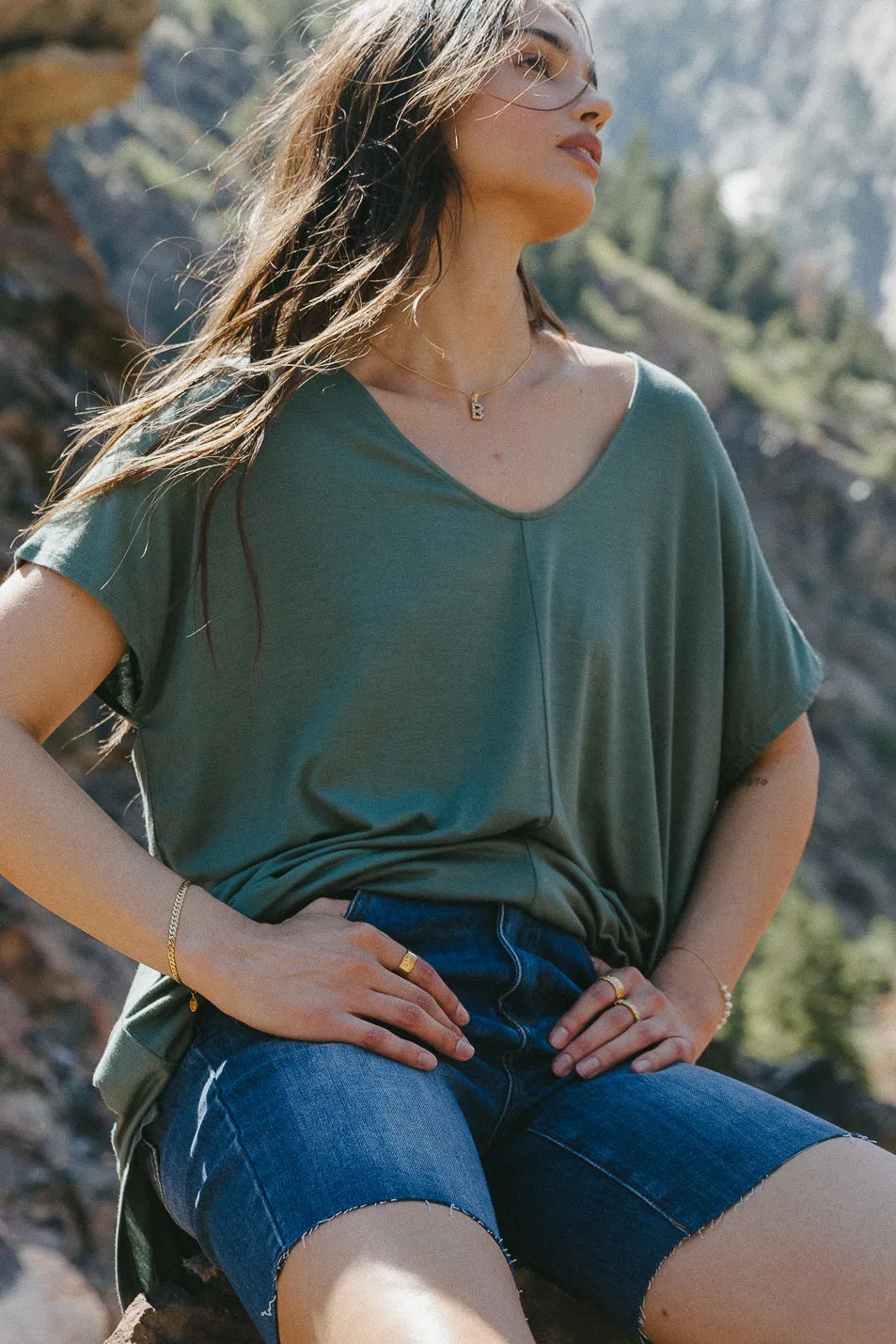 Demi Oversized Top in Sage - FINAL SALE