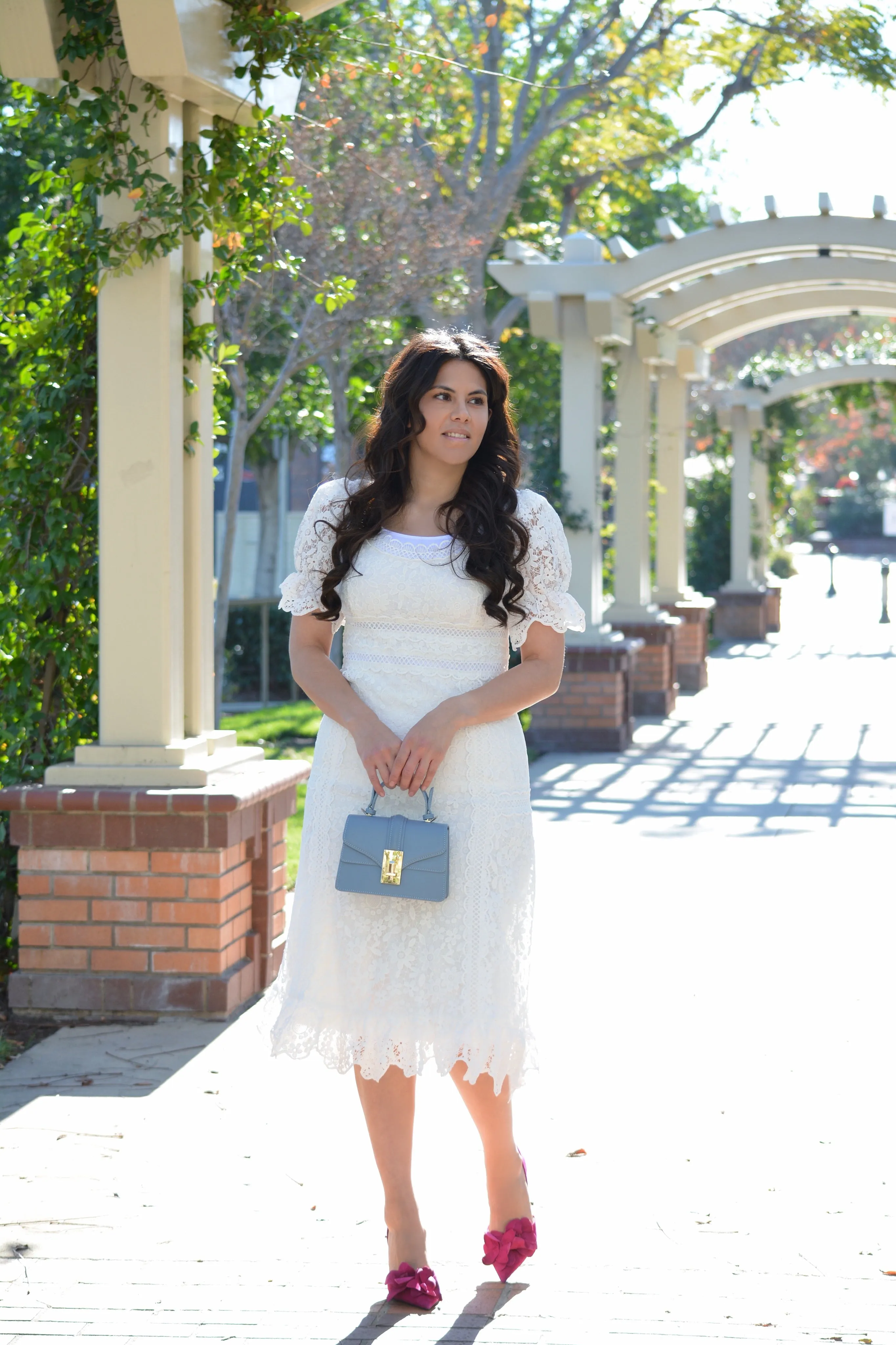 Dorothea White Lace Scalloped Dress