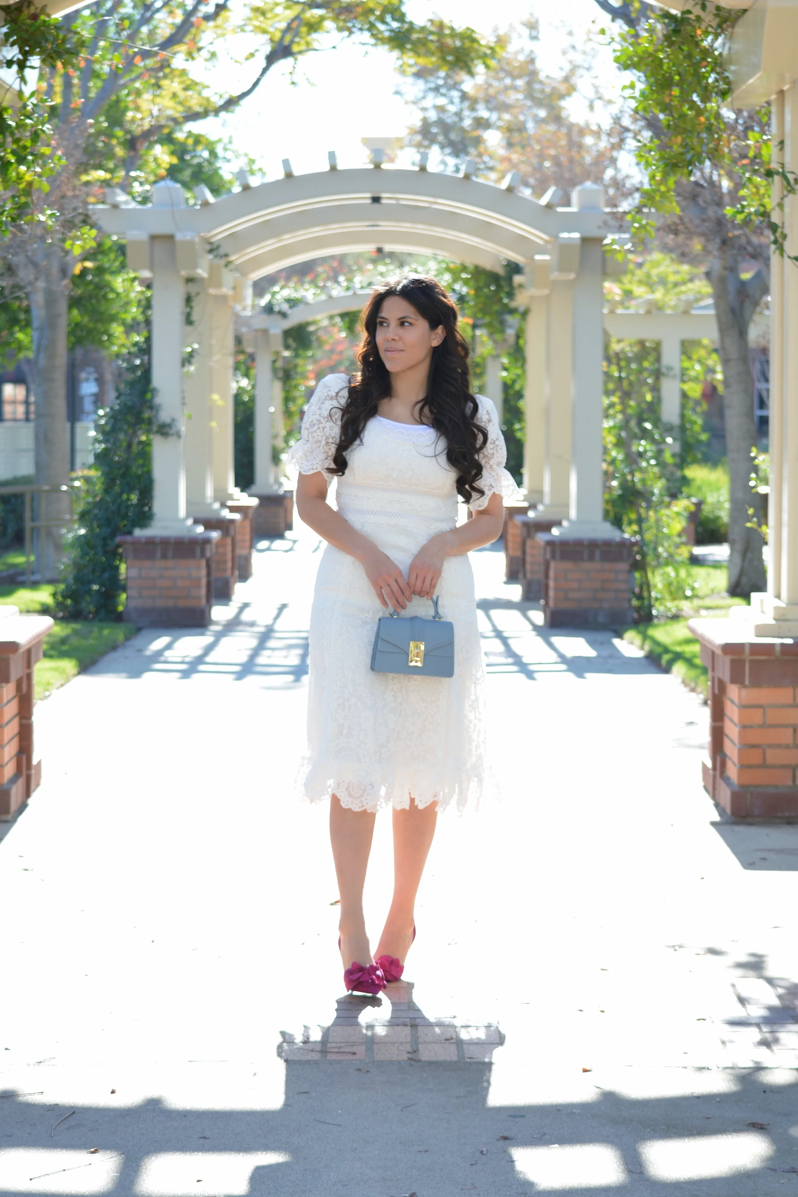 Dorothea White Lace Scalloped Dress