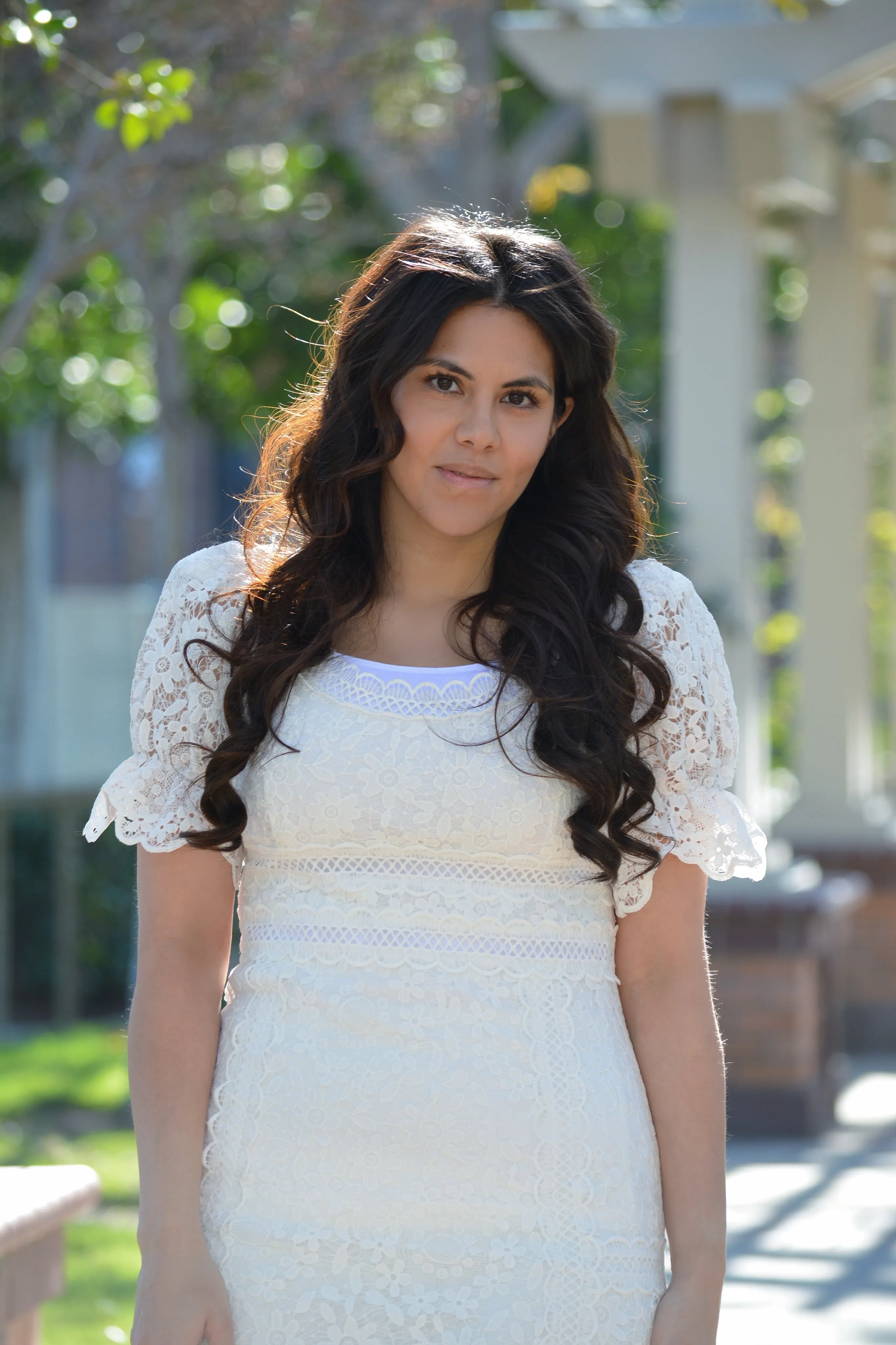 Dorothea White Lace Scalloped Dress