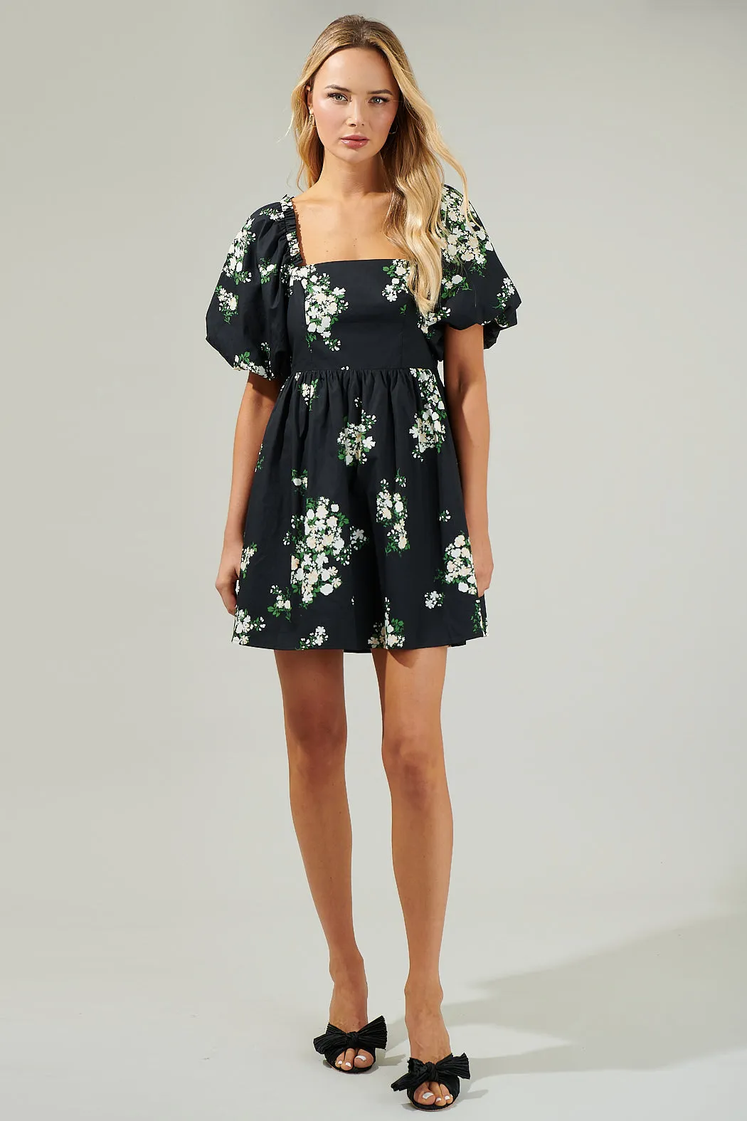 Emery Floral Marion Puff Sleeve Babydoll Mini Dress