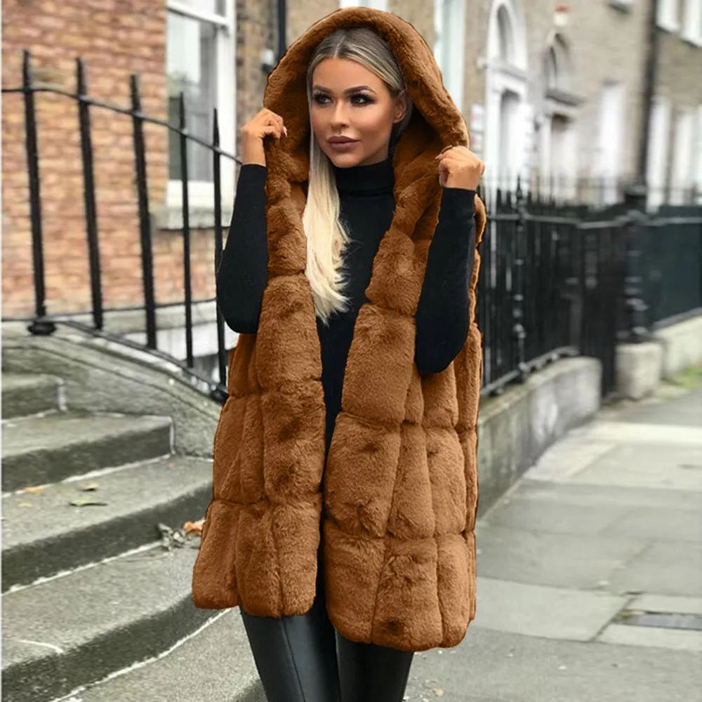 Faux Fur Hooded Vest
