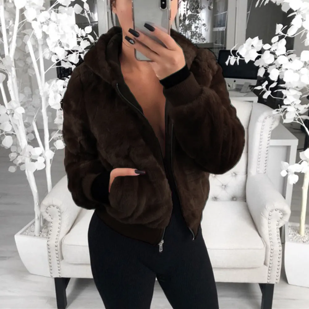 Faux Fur Zipper Coat
