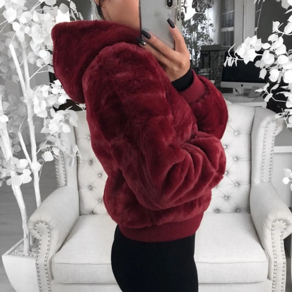 Faux Fur Zipper Coat