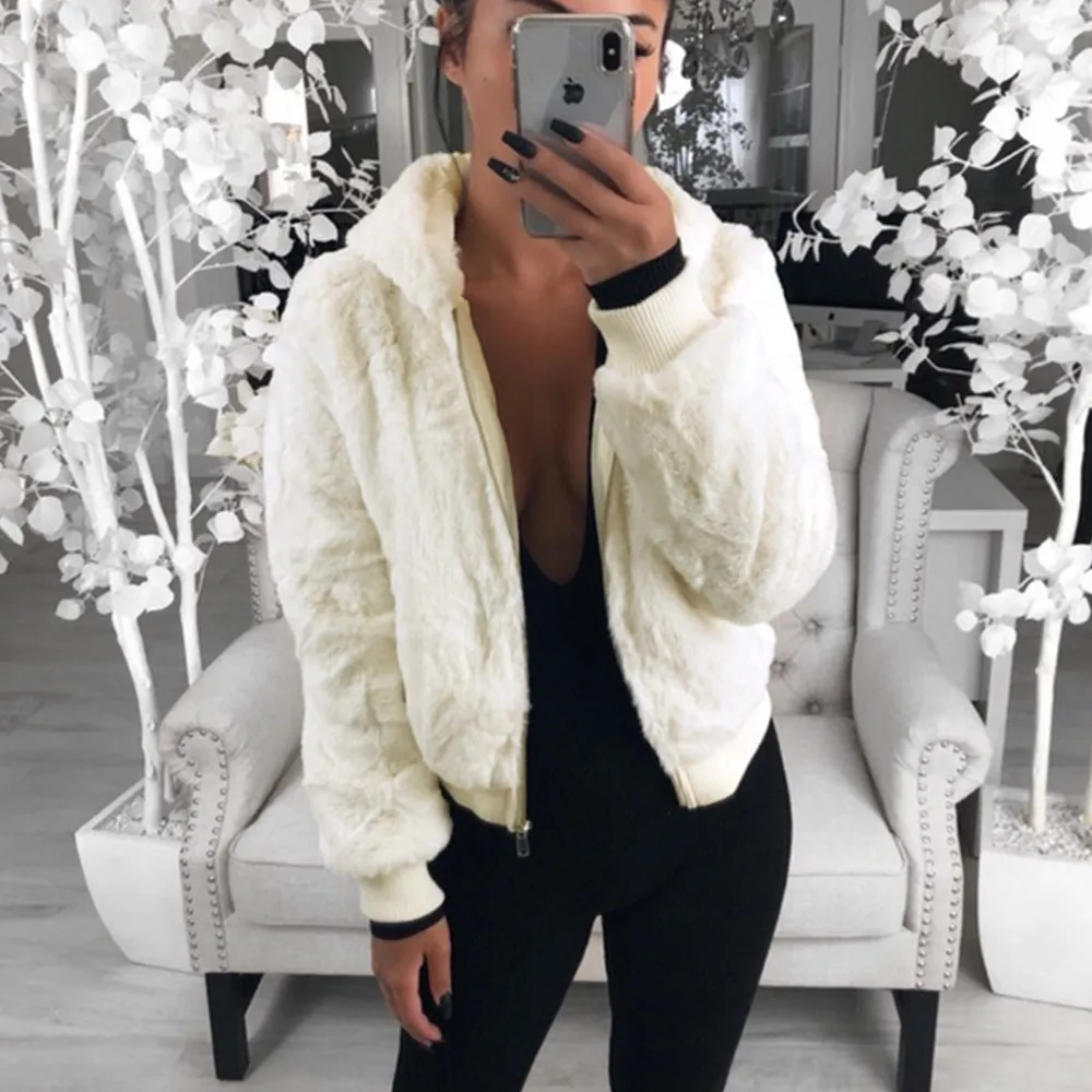Faux Fur Zipper Coat