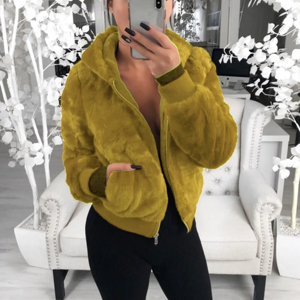 Faux Fur Zipper Coat