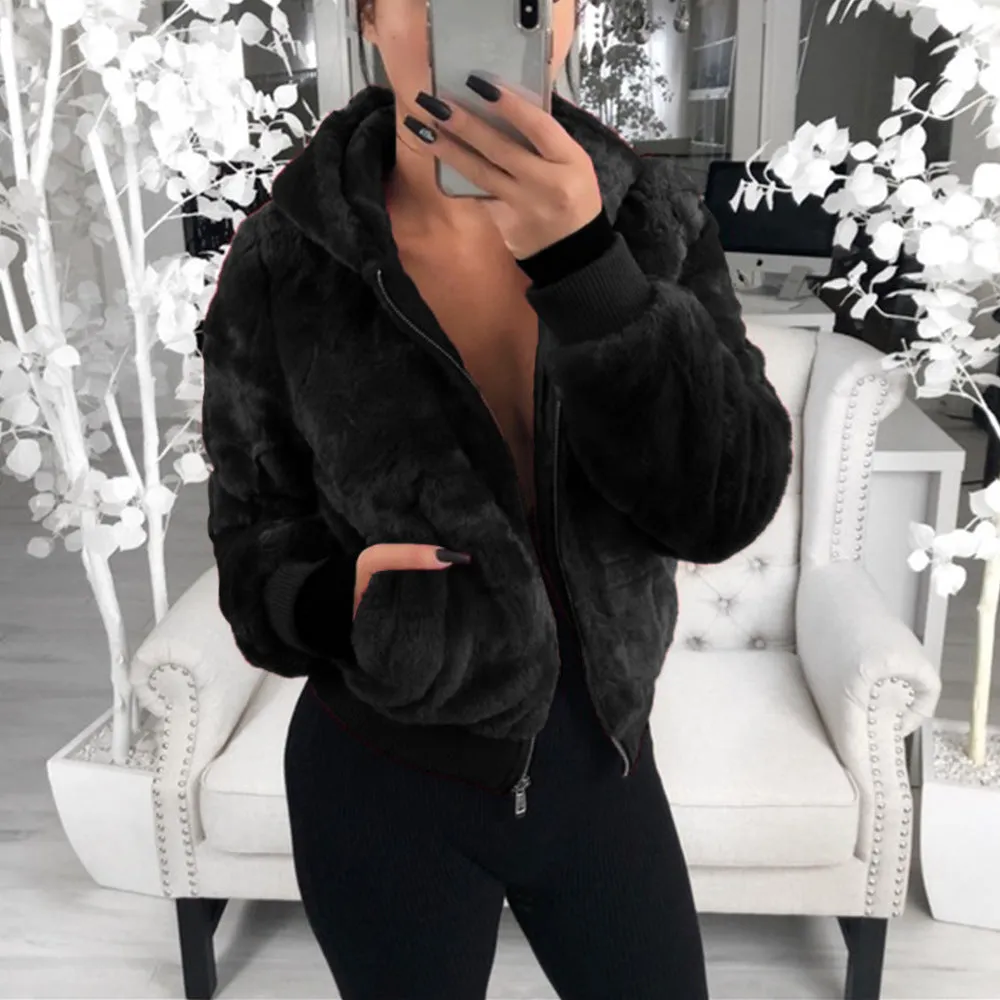 Faux Fur Zipper Coat