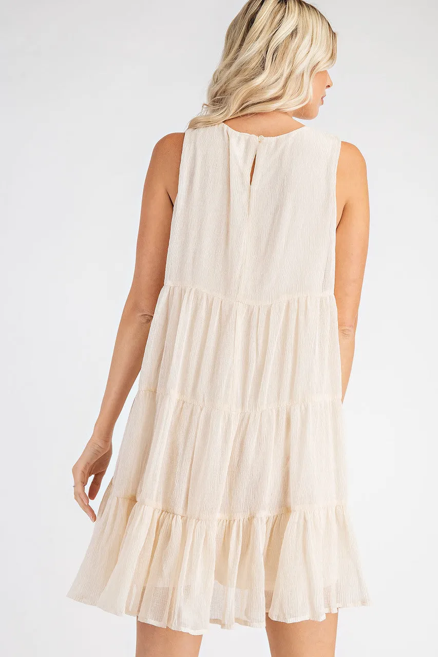 FINAL SALE Ivory Textured Babydoll Dress