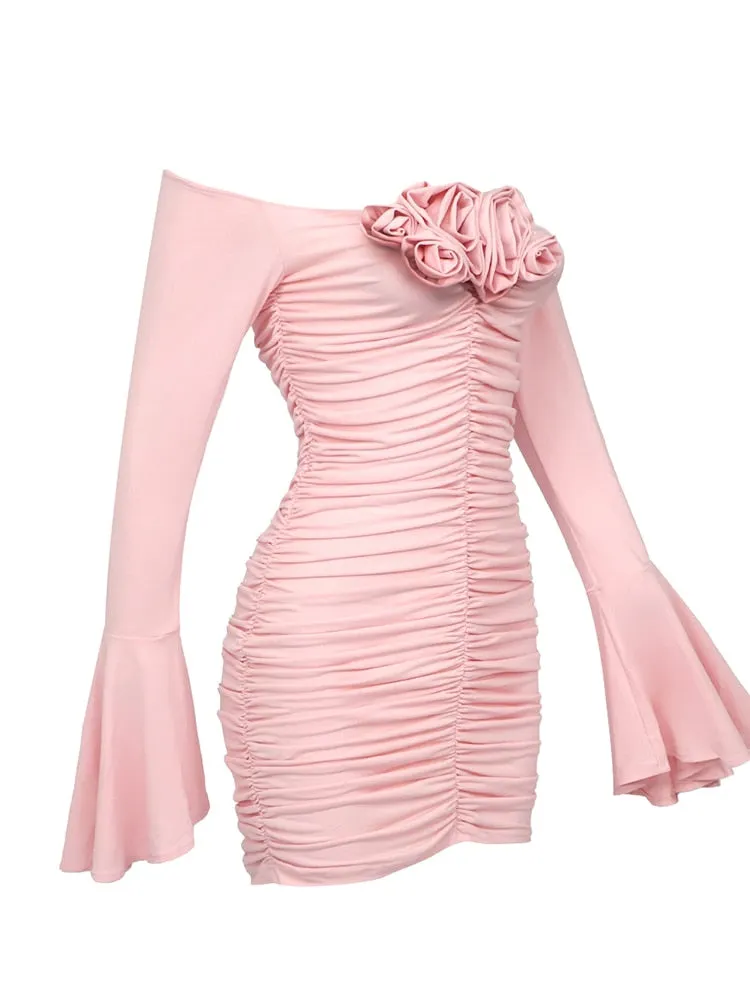 Flared Long Sleeves Women Mini Party Dresses