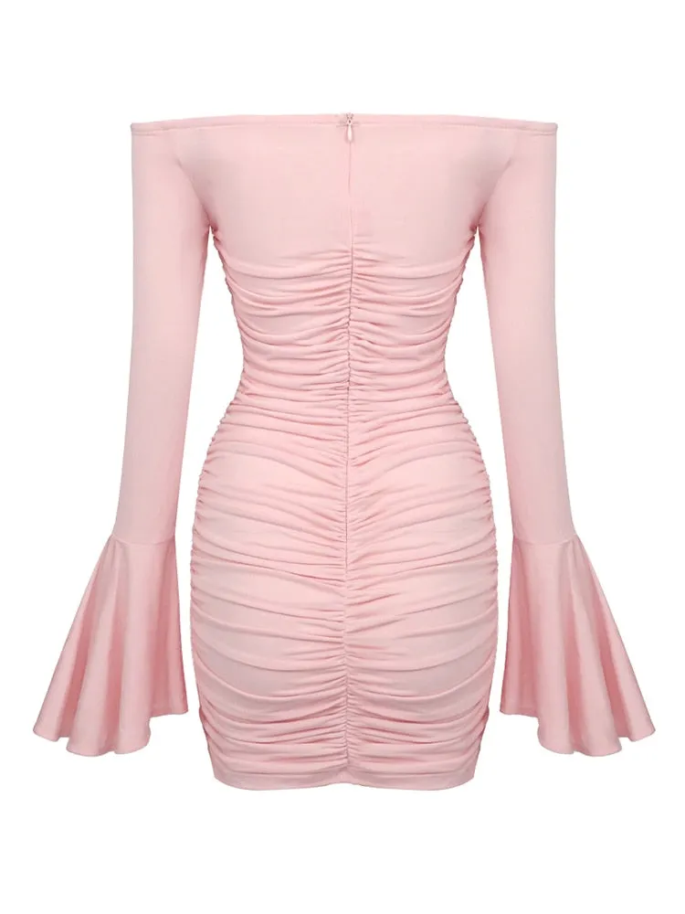 Flared Long Sleeves Women Mini Party Dresses