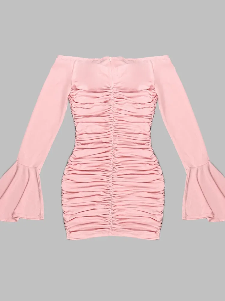 Flared Long Sleeves Women Mini Party Dresses