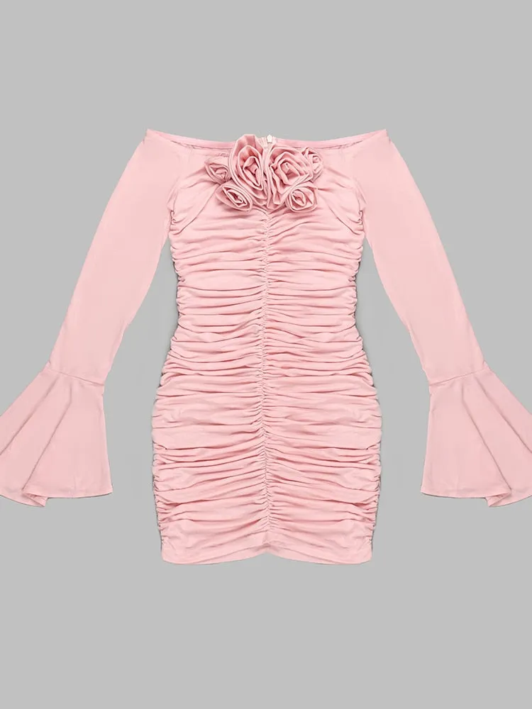 Flared Long Sleeves Women Mini Party Dresses