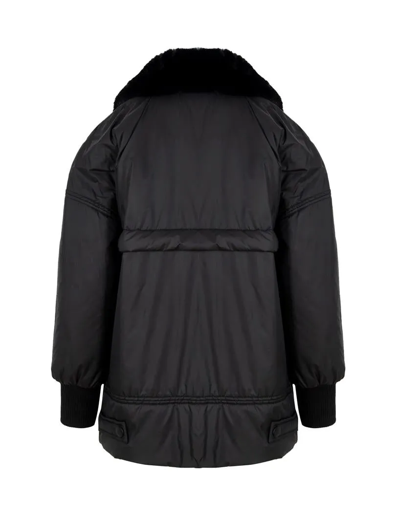 Fur Collar  Coat - Black