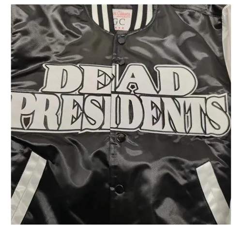 GEARHEAD DEAD PRESIDENTS BLACK AND WHITE COLLEGE BOMBER JACKET