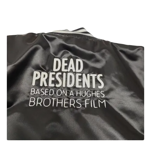 GEARHEAD DEAD PRESIDENTS BLACK AND WHITE COLLEGE BOMBER JACKET
